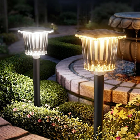 Upgraded Solar Lights Outdoor Waterproof 6 Pack, Adjustable Warm&Cool White, Pathway Lights Solar Powered Garden Decor Landscape Lighting Outside for Front Yard/Patio/Walkway/Driveway/Lawn/Path Light