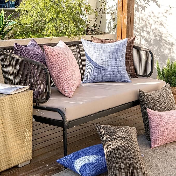 MIULEE Outdoor Waterproof Throw Pillow Covers Decorative Farmhouse Water Resistant Cushion Covers for Tent Patio Garden Couch Sofa Pack of 2, 20x20 Inch Blue