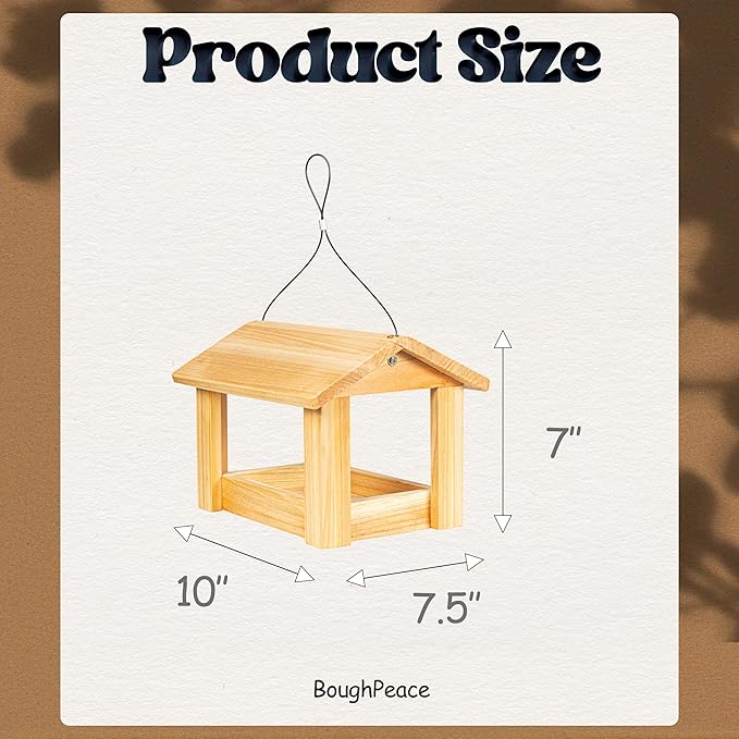 Bird Feeders for Outdoors Wood Hanging Bird Feeder for Cardinals, Finches, Chickadees