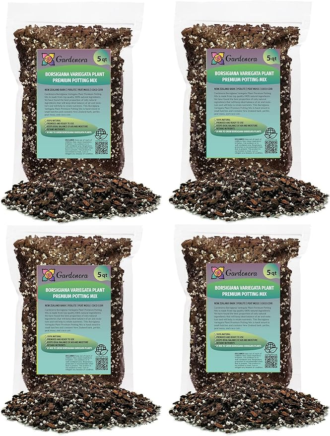 Premium Monstera Borsigiana Soil Mix - Trusted by Horticulture Experts for Strong and Healthy Plants by Gardenera - 20 Quart (4 Bags of 5 Quart)
