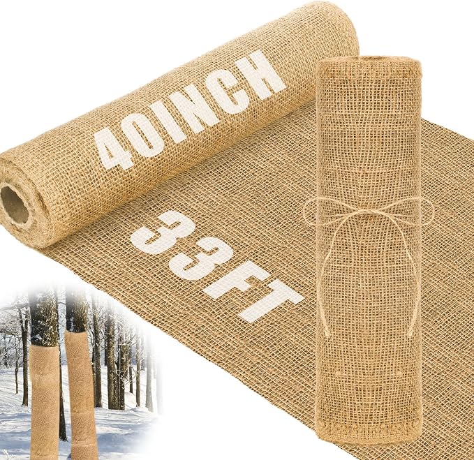 Buryeah 40 Inch x 33 ft Burlap Fabrics Roll Natural Burlap Garden Multipurpose Weed Barrier Garden Landscape Blankets Cloth Weed Barrier Fabric Jute for Outdoor Home Craft Shrubs Party Decor