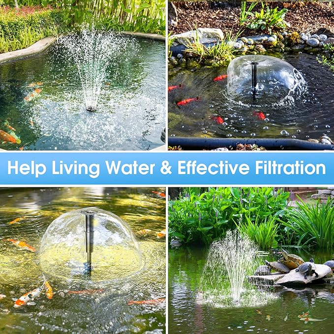 POPOSOAP 55W Solar Fountain Pump with Pond Filter Box, Solar Pond Pump 580GPH Adjustable Flow, Pond Filters for Outdoor Ponds Fish Tank Pool Waterfall Koi Pond Water Features