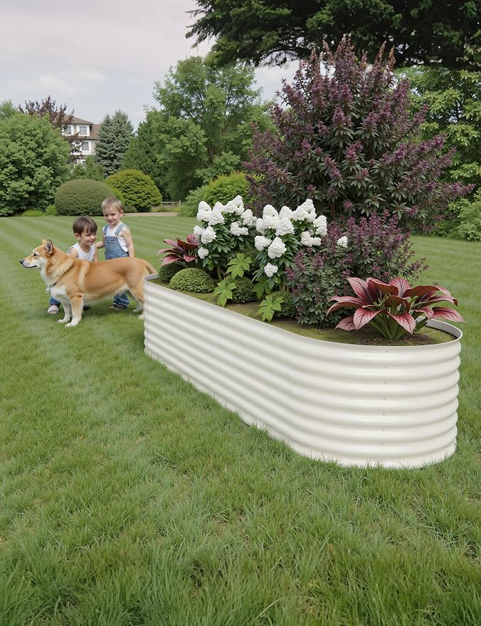 Hipicute 8x2x2ft Raised Garden Bed,Galvanized Raised Planter Boxes Outdoor with Easy Assembly, Large Garden Bed for Vegetables, Fruits, Flower,Raised Garden Bed,Beige
