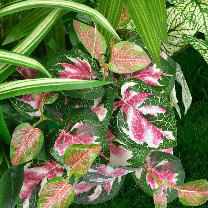 Artificial Plants Outdoor Greenery Stems, 11PCS Faux Greenery Bushes UV Resistant Plastic Shrubs with Real Touch Flexible Leaves, Fake Plants for Planter Garden Patio Porch Window Box Fence Yard Decor