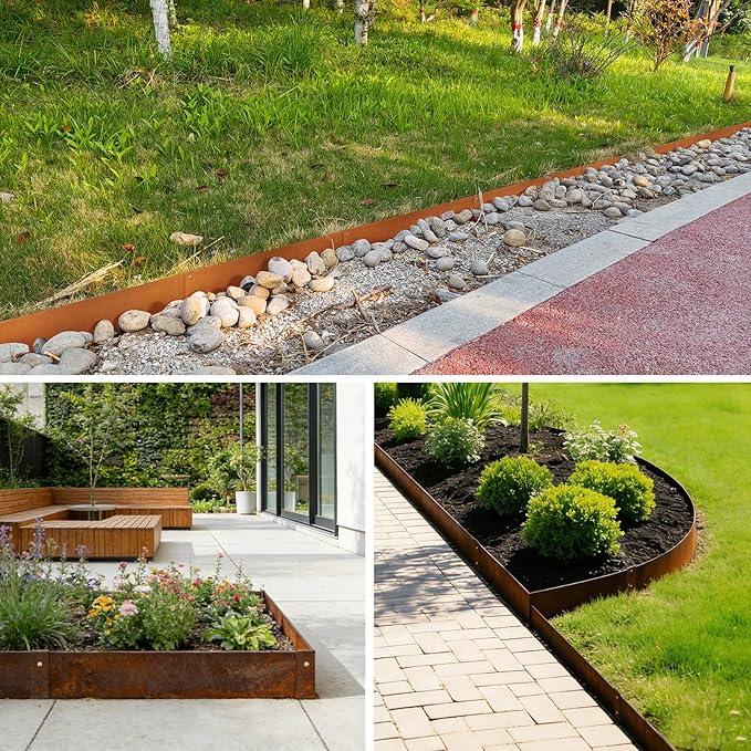 Corten Steel Landscape Edging Metal Edging Landscaping Garden Edging Steel Landscaping 40 Inch Strips 8 Inch Lawn Edge Border Rust Patina Hammer-in for Yard Lawn 6 pcs