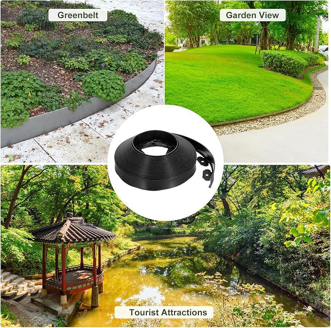 uxcell Landscape Edging, 1Pcs 60FT x 2" - Garden Edging Kit with 54 Stakes, Landscape Edging Border for Garden Lawn Flower Bed Yard Grass (Black)