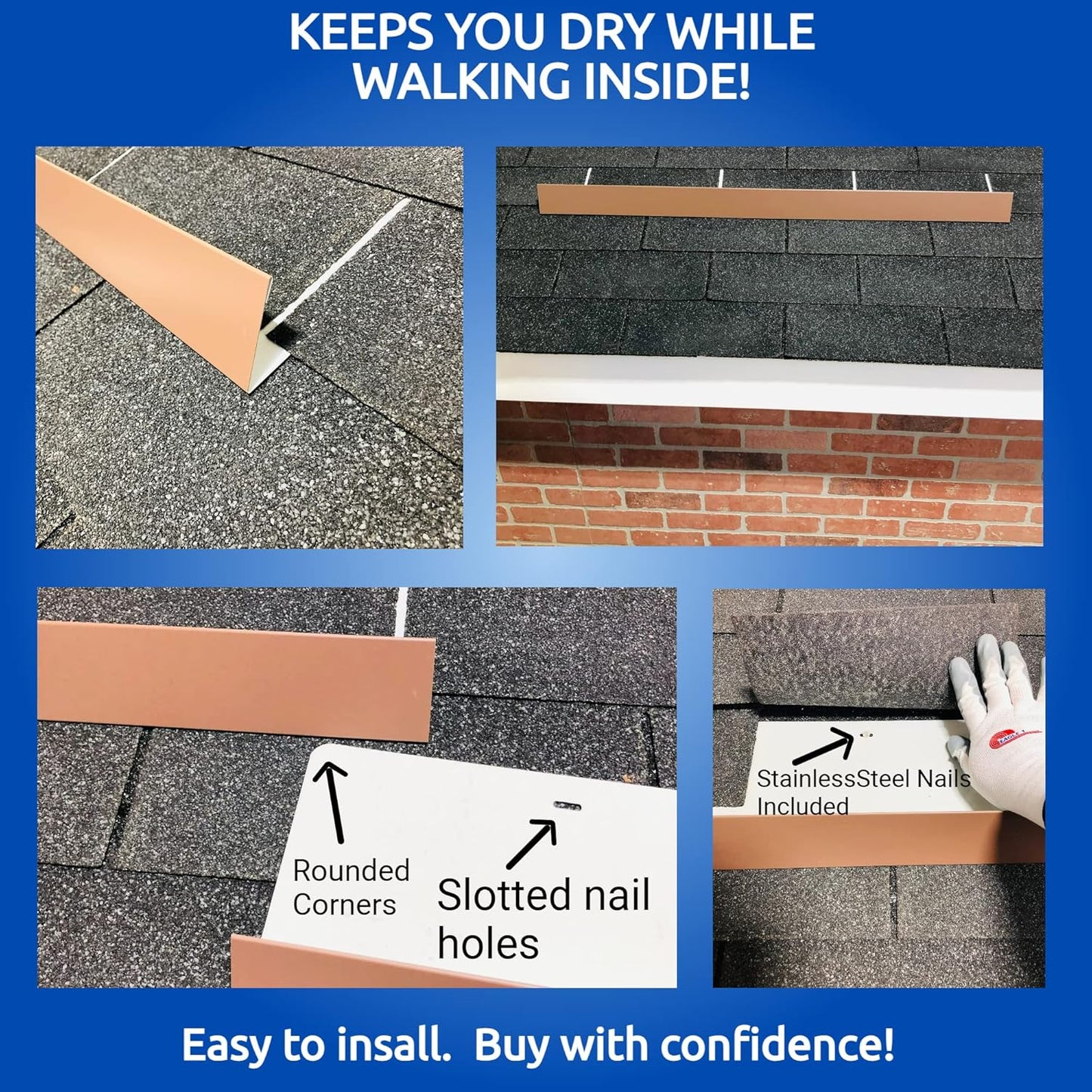 Eagle 1-26 Gauge 5 Foot Rain Diverter - Nails and Instructions Included (Mill Finish Aluminum, Copper, Galvanized, Stainless Steel & More) (2, Brown)