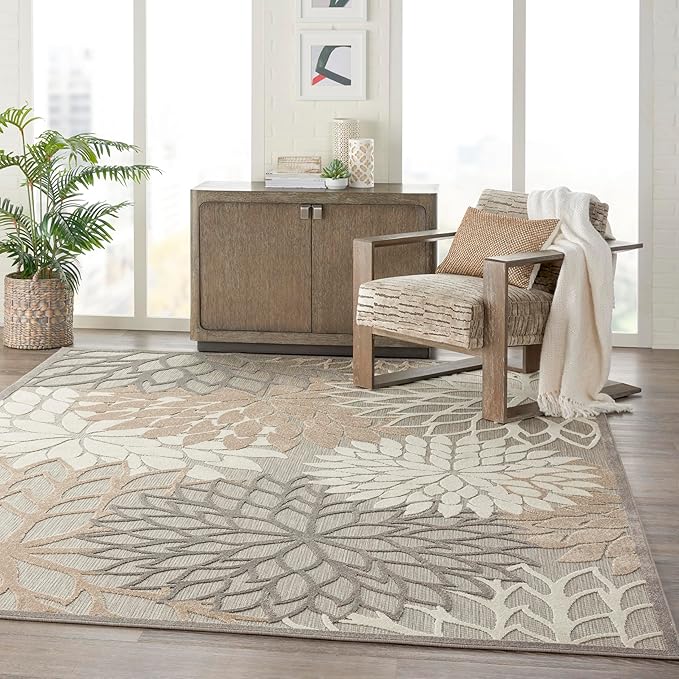 Nourison Home Aloha Natural 7' x 10' Area Rug - Easy Clean, Non Shedding, Bed Room, Living Room, Dining Room, Kitchen (7' x 10')