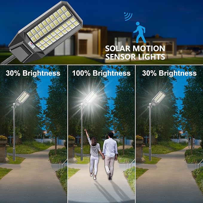 2-Pack 10000W Solar Street Light - 600000 Lumens, Dusk-to-Dawn, Waterproof, Ideal for Commercial & Outdoor Parking Lots - Energy-Efficient Solar-Powered, 3-Year Warranty