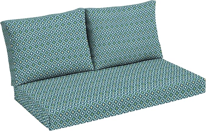 Arden Outdoor Loveseat Cushion Set, 48 x 24, Rain-Proof, Fade Resistant, Cushion Set for Couch, Bench, and Swing Alana Tile
