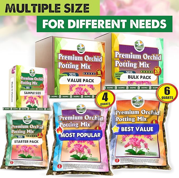 [Upgraded] DUSPRO Orchid Potting Mix for Repotting with Forest Moss, Pine Bark, Perlite & Pumice, Orchid Bark Potting Mix, Orchid Repotting Soil, Drainage Indoor Potting, Orchid Pot Not Included, 20QT