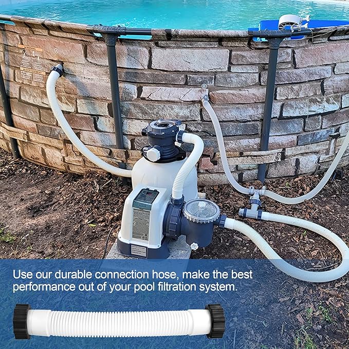 11388 Pool Sand Filter Pump Hose for Intex Sand Filter, 1.5 Inch Pool Pump Hose Replacement for Above Ground Pools & Saltwater Systems, 14 Inch Pool Hoses Interconnecting Pool Filter to Pump