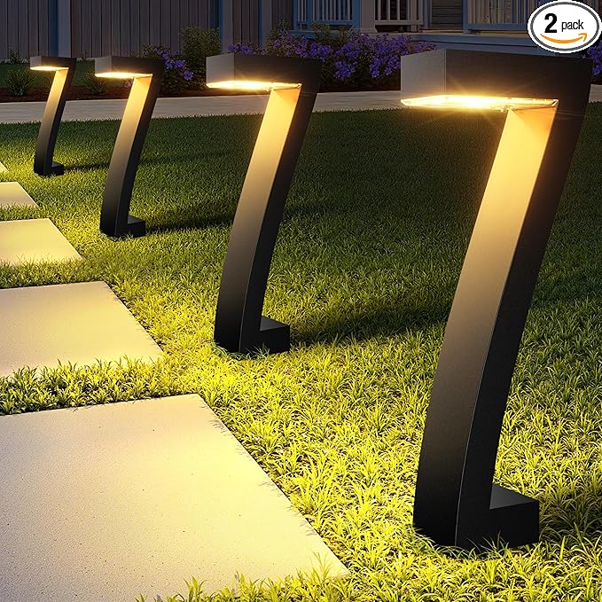 WdtPro Solar Lights Outdoor Pathway Lights, 2 Pack Upgraded Bright LED Outdoor Solar Light for Outside, IP65 Waterproof Solar Garden Light for Yard, Driveway, Walkway, Landscape, Patio Decor