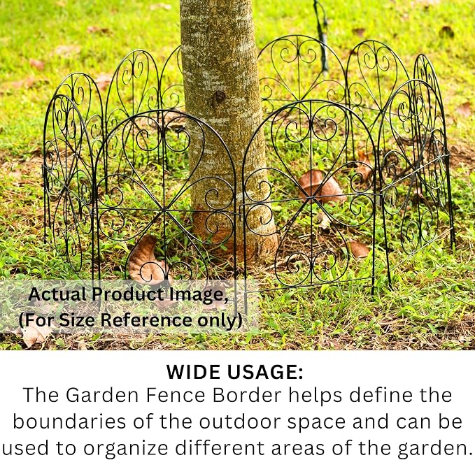 ShopLaLa Garden Fence Animal Barrier (20 Panels) 12in(L) x 24in(H) Rustproof Decorative Metal Wire Fencing Flower Bed Edging for Landscape, Small Dog Black Fences Patio Yard Outdoor Border Decor