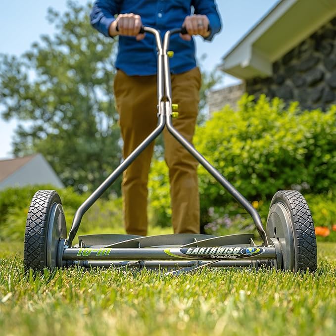 Earthwise 16-Inch 7-Blade Push Reel Lawn Mower (1715-16EW) + American Lawn Mower SK-2 Reel Lawn Mower Hand Sharpener