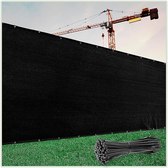 ColourTree Customized Size 6' x 1' Black Fence Screen Privacy Screen - Commercial Grade 170 GSM - Heavy Duty - 3 Years Warranty - Cable Zip Ties Included