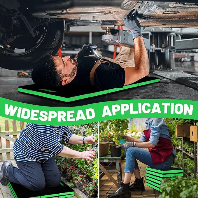 Foldable Mechanic Mat Kneeling Pad, 1.2" Extra Thick Density EVA Foam Portable 5-Fold Kneeling Mat, 47" x 18" for Working under Car, Gardening, Yardwork, Workshop Repairing, Camping