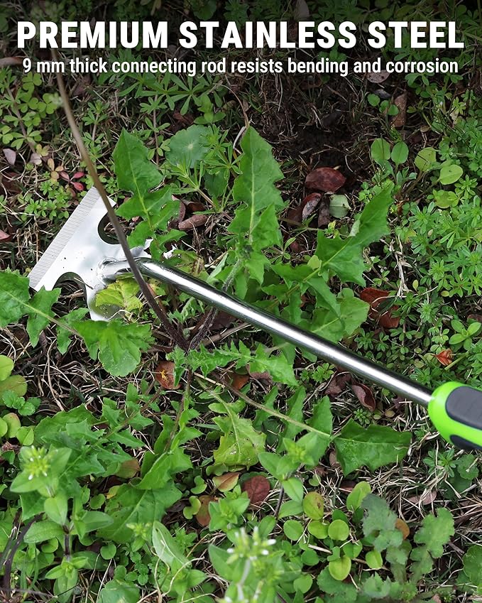 WORKPRO 15-Inch Weed Puller Tool, 6-Tine Heavy Duty Deep Root Remover for Dandelion, Stainless Steel Hand Weeder with Ergonomic Soft Grip, Ideal for Lawn, Garden, and Yard