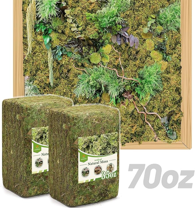 70oz Jumbo Pack Natural Green Moss for Crafts - Bulk Moss for Plants Indoor, Artificial Fairy Gardens, Mosswall, Filling Fake Plants, Floral Design, Home Decoration, Professional DIY Use