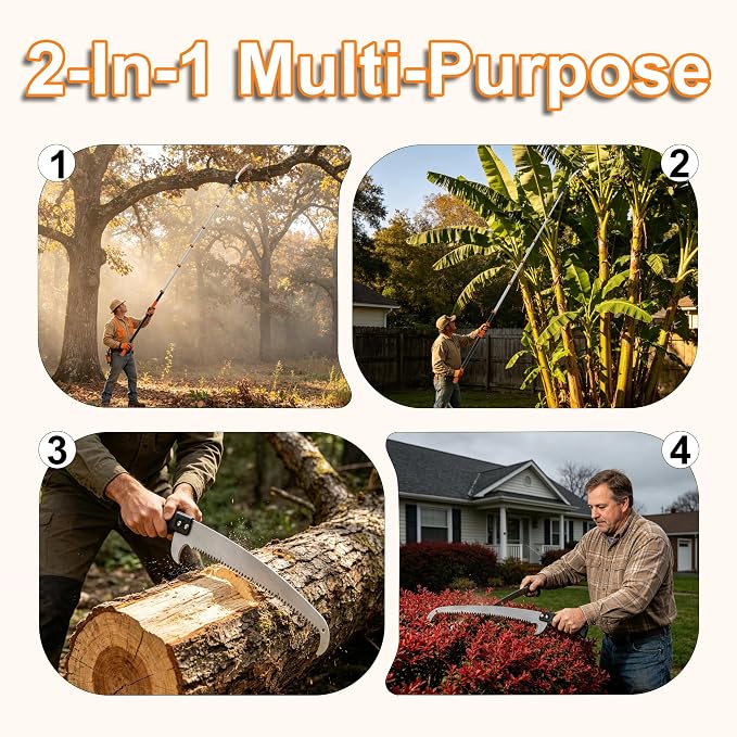AgiiMan 30FT Reach Pole Saws for Tree Trimming, Pole Saws with 5-24FT Telescoping Extension Pole Pruning Pole Saw with 24" Blade Manual Pole Saw for Tree Pruning Forestry Yard Garden, and Patio