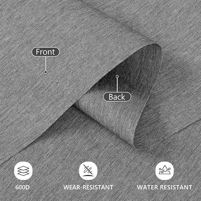 Waterproof Canvas Fabric by The Yard, 58inch 600D Upholstery Fabric Polyester Material Outdoor Water Resistant Material for Sewing Chair Patio Cushion Bag Sofa Seat Repair, 5 Yard Flaxen Grey