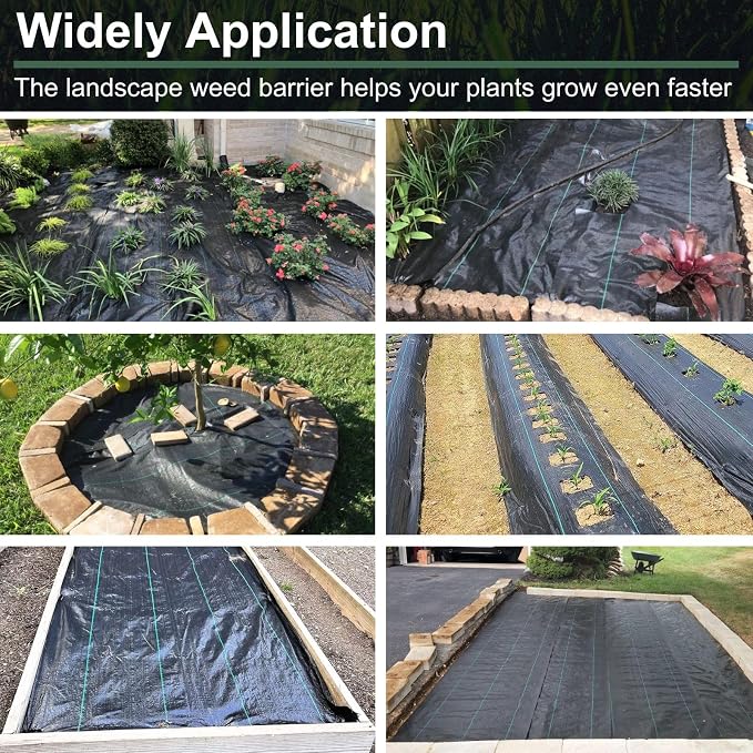 Rohuis 4ft x 300ft Weed Barrier Landscape Fabric, Heavy Duty Woven Ground Cover for Garden, Weed Control Mat for Gardening Driveway Landscaping, Weed Blocker Cloth