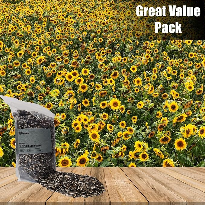 Old Potters Wildlife Striped Sunflower Seed for Wildlife Bird Feeding, Non-GMO and USA Small Farm Grown, 6 lbs
