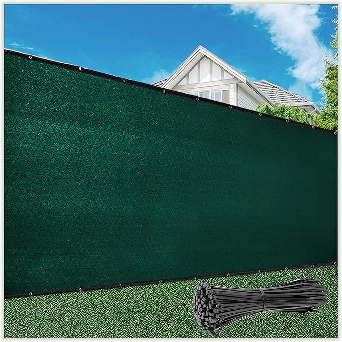 ColourTree Customized Size 6' x 59' Green Fence Screen Privacy Screen - Commercial Grade 170 GSM - Heavy Duty - 3 Years Warranty - Cable Zip Ties Included