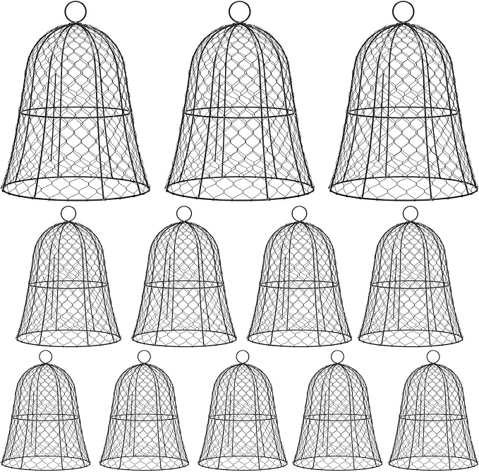 Sadnyy 12 Pack Garden Chicken Wire Cloche, 13" W x 15.7" H Plant Protectors and Covers Wire Garden Cloches from Animals Metal Cage Plant Protection Strong and Not Easy to Deform No Assembly Required