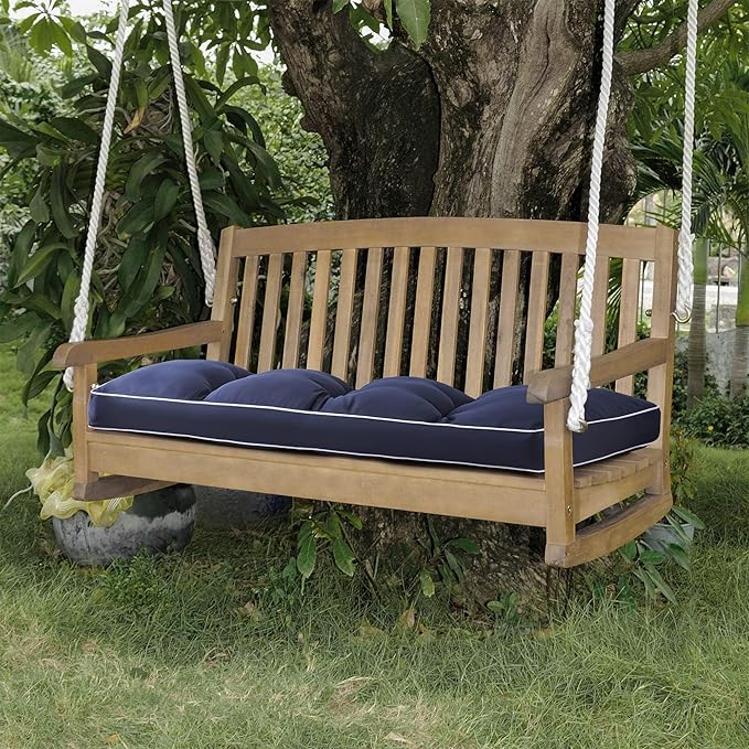 3 Seat 57 Inches Outdoor Porch Swing Cushions,Water-Resistant Tufted Patio Swing Replacement Cushions