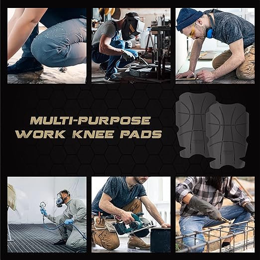 Knee Pad Inserts for Work Pants/Bibs, Uniforms, and Tactical Pants, Breathable Knee Pads Inserts for Construction, Flooring, Gardening and Garage, Black, 11.5''×7.9''×0.45'' 1 Pair