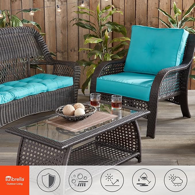 Greendale Home Fashions Outdoor 2-Piece Sunbrella Premium Deep Seat Cushion Set, Canvas Aruba