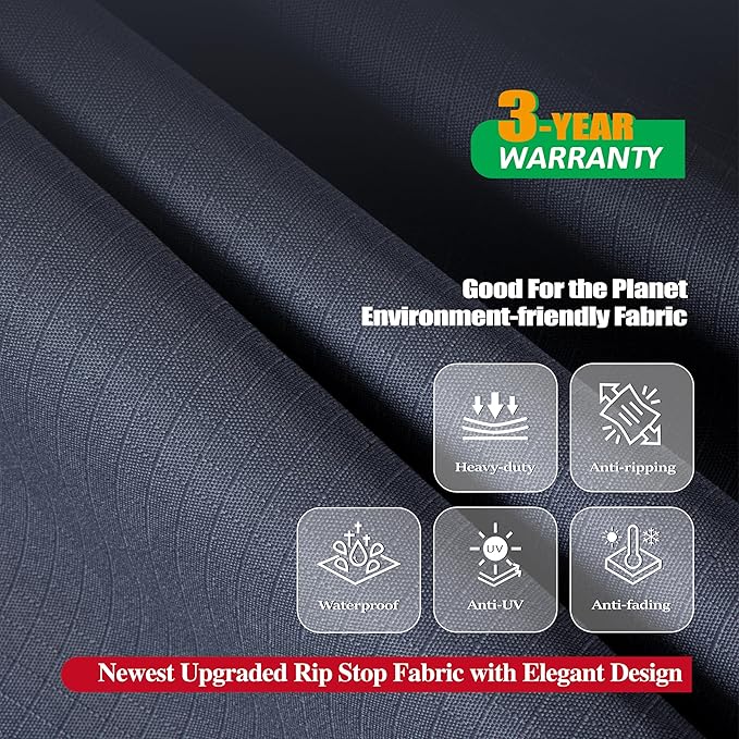 F&J Outdoors Patio Furniture Covers Waterproof Anti-UV Rip-stop Fabric Large Outdoor Furniture Cover, Grey, 108"Wx82"Dx27.5"H