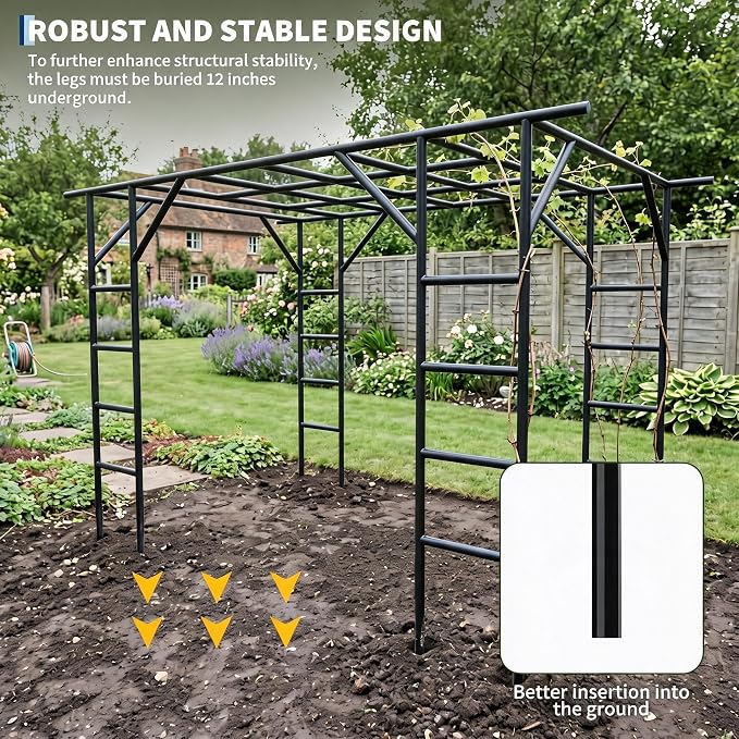 Large Grape Vine & Cucumber Trellis, 132x93x81 inches Large Outdoor Garden Arch Trellis, Outdoor Plant Stand, Plant Climbing Display Rack for Courtyard and Garden Decoration