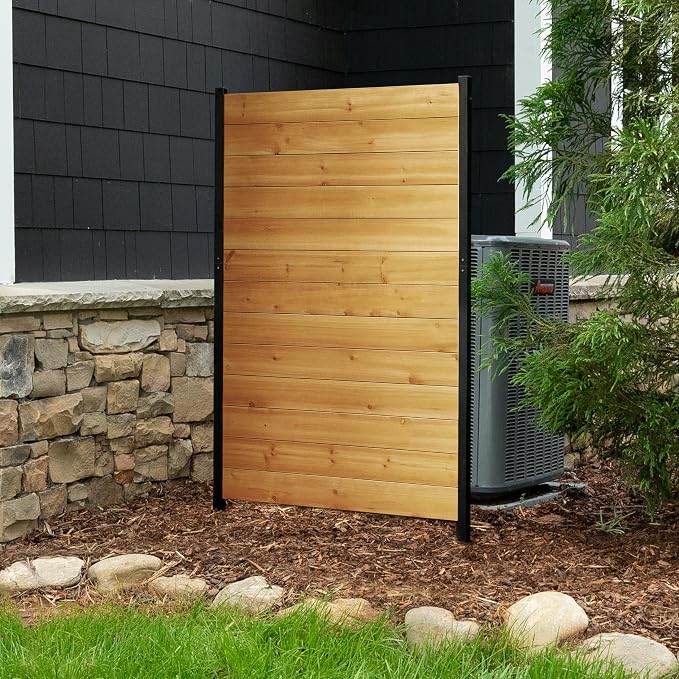 5ft H x 3.2ft W (1 Panel) No Dig Enclo Fairmont Cedar Wood Privacy Screen, Great to Hide Trash Cans, Decorative Patio Screen, Outdoor Privacy Fence Panel, Air Conditioner Barrier, EC18043