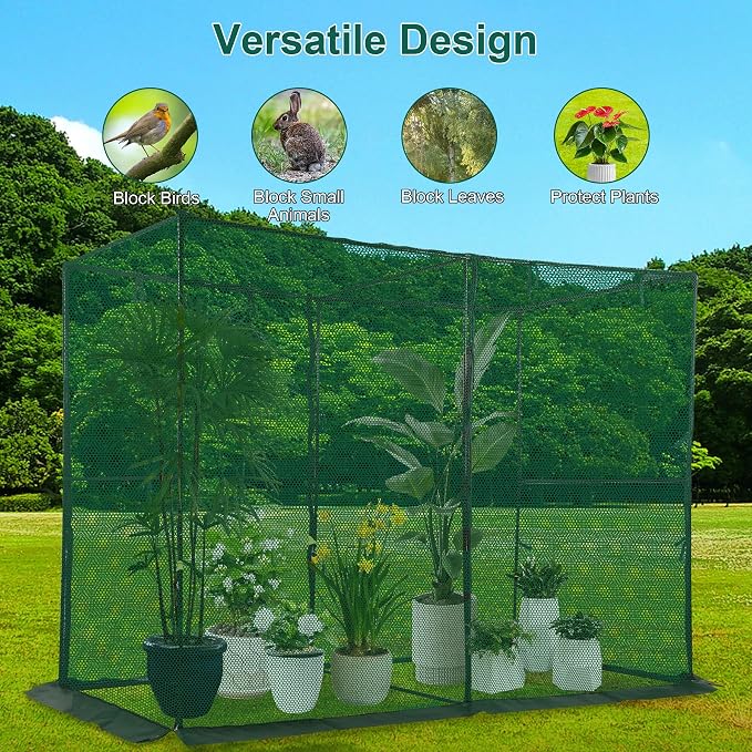 Crop Cage Plant Protection Tent 6.5 x 10 x 6.5 Ft, Large Grid & Protect Plants from Birds and Small Animals, Garden Cages with Storage Bag Suitable for Garden Patio Lawn