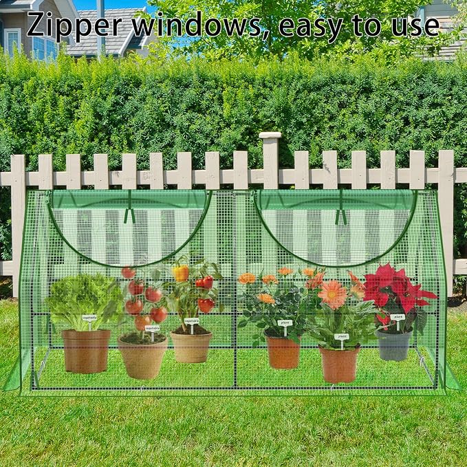 72"×36"×36" Green Houses for Outside, Portable Mini Greenhouse with Mesh Vents, Weatherproof PE Plant Shelter for Patio Gardening