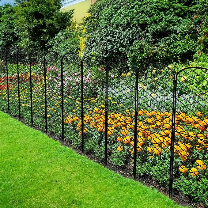 Decorative Garden Fence 10 Pack, 38in(H) x 10ft(L) Animal Barrier Fence, Rustproof Metal Fencing for Yard, Dog Rabbits Wire Section Garden Edging Border for Yard Patio Garden, Arched