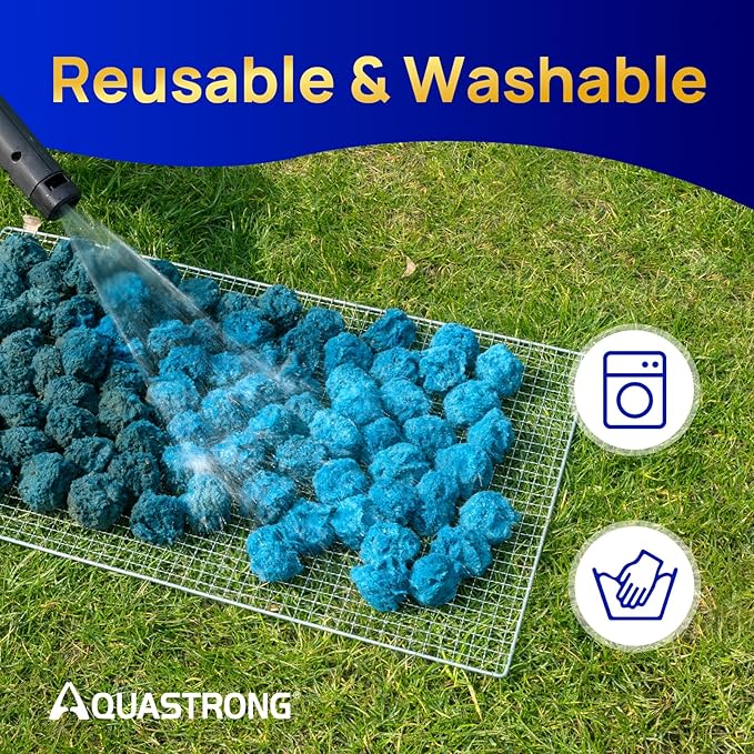AQUASTRONG Pool Filter Balls for Sand Filter Pump, 4.6 lbs Reusable Sand Filter Balls (Replaces 150 lbs Pool Filter Sand), Efficient Stone Blue Filter Balls for Swimming Pools, Filter Pumps, Aquariums
