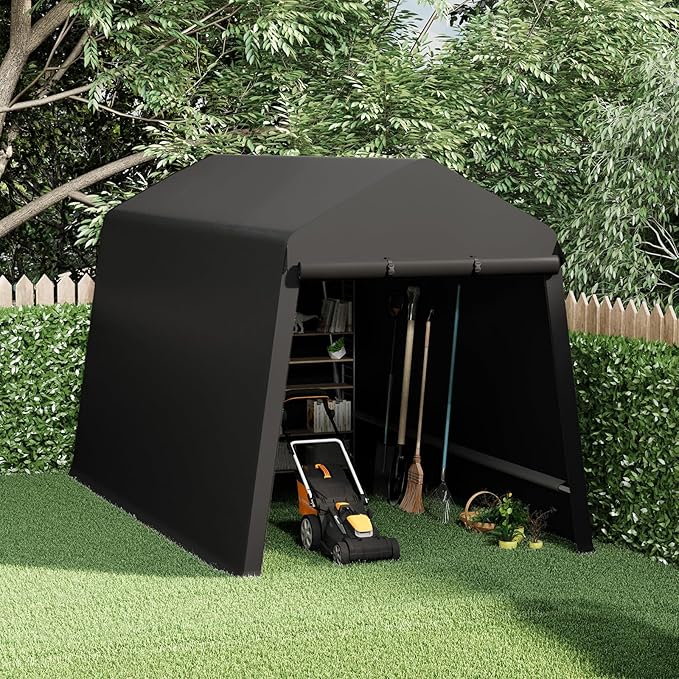7x12FT Outdoor Storage Shelter UV Resistant Portable Garage Tent with Roll Up Doors