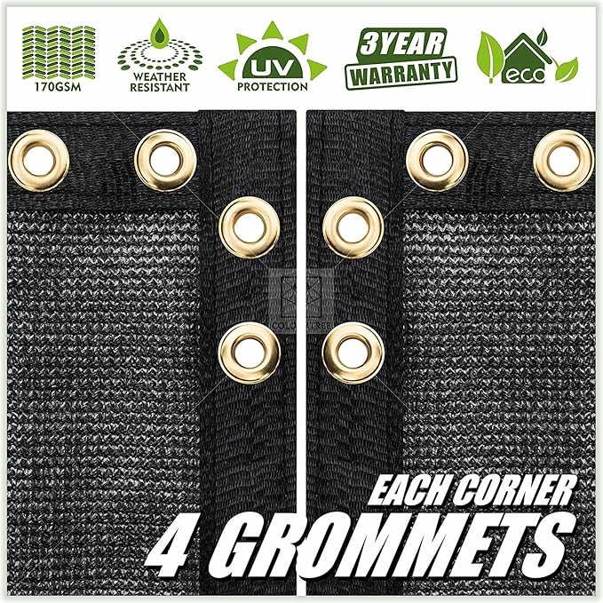 ColourTree Customized Size 6' x 30' Black Fence Screen Privacy Screen - Commercial Grade 170 GSM - Heavy Duty - 3 Years Warranty - Cable Zip Ties Included