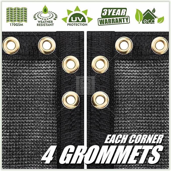 ColourTree Customized Size 6' x 46' Black Fence Screen Privacy Screen - Commercial Grade 170 GSM - Heavy Duty - 3 Years Warranty - Cable Zip Ties Included