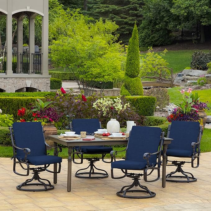 Arden Outdoor Midback Chair Cushion, 18 x 16.5, Sapphire Blue Leala