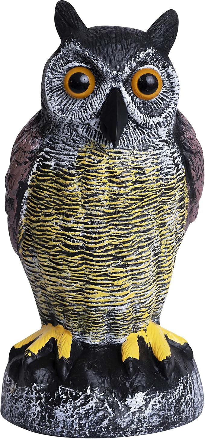 Owl Decoy to Scare Birds Away | Plastic Owls to Scare Birds Away | Owl Statue for Garden & Outdoors