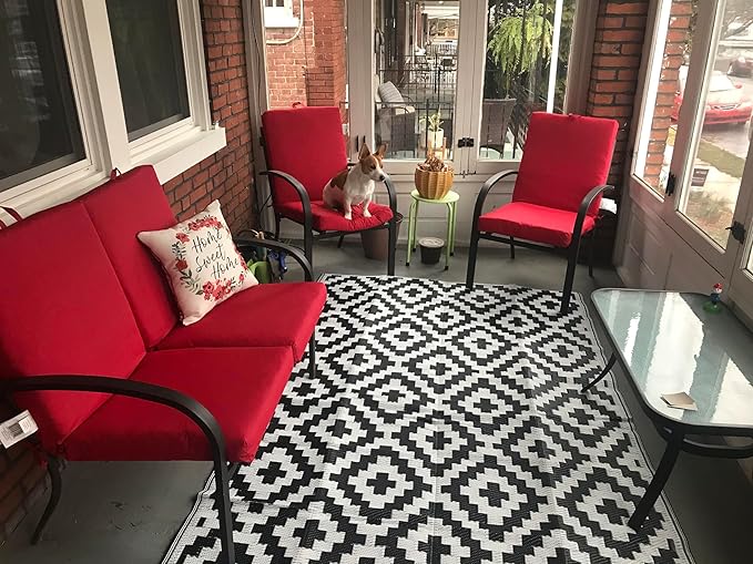 FLYMEI Patio Cushion Covers 24x24x4 Waterproof Outdoor Cushion Cover Replacement 2Packs Outdoor Seat Cushion Slipcover for Rattan Chair Sofa, Red, Christmas Sofa Decoration