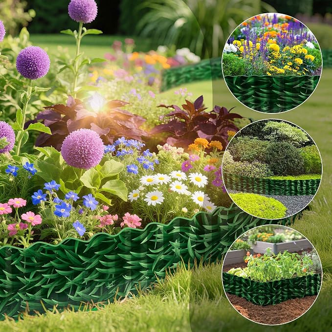 Vehipa Corrugated Metal Garden Edging, 10" x 30 Ft Sturdy Garden Border Edging for Landscape, Lawn Edging Border Landscaping Edging, Flower Bed Edging Border for Lawn Decoration (Green)