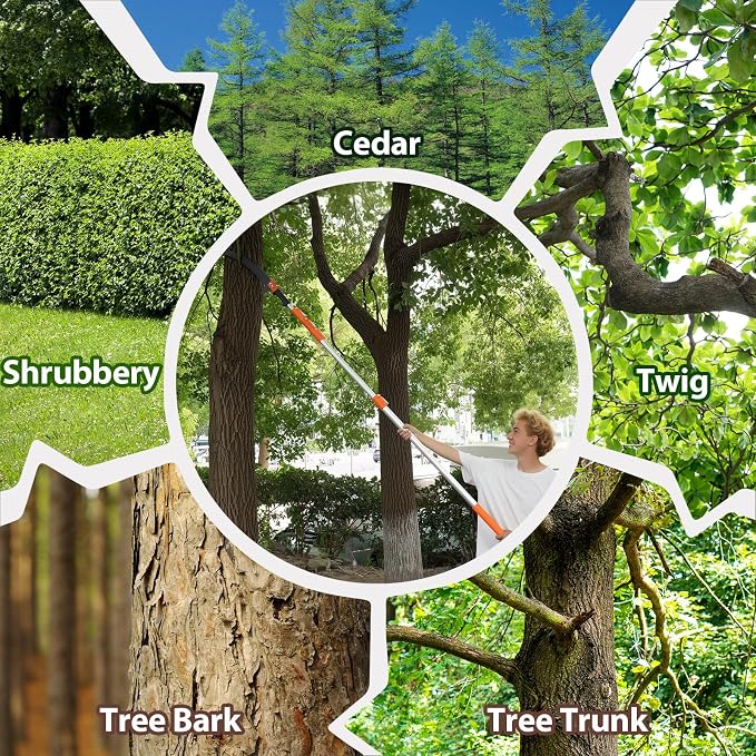 Manual Pole Saws for Tree Trimming, 5-26 FT Tree Trimmer Long Handle Pruner with Telescoping Pole, Tree Pruner Extendable for Branch Cutter, Tree Trimmer, Shrub Trimmer