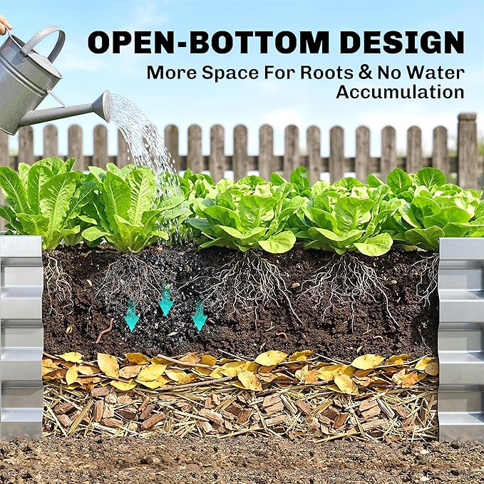 Outsunny Galvanized Raised Garden Bed, 4' x 2' x 1' Metal Planter Box, for Growing Vegetables, Flowers, Herbs, Succulents, Silver