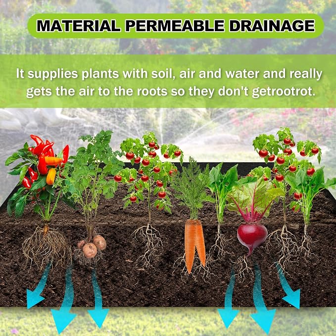 3 Sets 4 x 2 x 1 ft Thick Raised Garden Bed Liner Bags, Breathable Drainage Rectangle Grow Bag with Glove for Wooden Metal Frames, Outdoor Plants Growth Keep Soil Isolation (No Garden Bed)