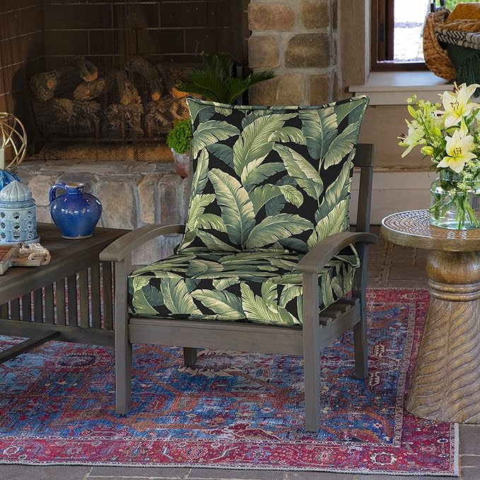 Arden Outdoor Deep Seat Cushion Set (4-Pack), 24 in x 24 in, Weather-Proof, Rain-Proof, Fade Resistant Patio Cushion for Chair, Sofa, and Couch Onyx Cebu